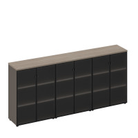 Шкаф для документов средний со стеклянными дверями (стенка из 3 шкафов) РС 311 ДЧ/ЛС дуб виченца/лава серая