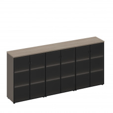 Шкаф для документов средний со стеклянными дверями (стенка из 3 шкафов) РС 311 ДЧ/ЛС дуб виченца/лава серая