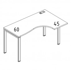 Стол эргономичный правый "Классика" на металлокаркасе UNO серия A4 белый премиум / металлокаркас белый