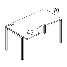 Стол эргономичный левый "Классика" на металлокаркасе DUE серия A4 белый премиум / металлокаркас белый