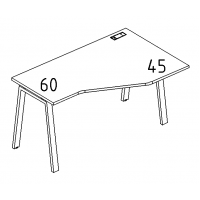 Стол эргономичный правый "Техно" на металлокаркасе TRE серия A4 белый премиум / металлокаркас белый