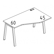 Стол эргономичный правый "Техно" на металлокаркасе TRE серия A4 белый премиум / металлокаркас белый