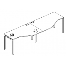 Рабочая станция (2х160) эргономичная "Техно" каркас DUE серия A4 белый премиум / металлокаркас белый