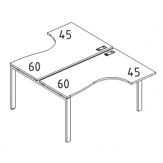 Рабочая станция металлокаркас DUE столы (2х140) Классика серия A4 белый премиум / металлокаркас белый