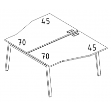 Рабочая станция столы Техно (2х140) каркас TRE серия A4 белый премиум / металлокаркас белый