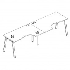 Рабочая станция столы Классика на каркасе TRE (2х140) серия A4 белый премиум / металлокаркас белый
