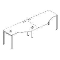 Рабочая станция на каркасе UNO (2х120) столы Техно серия A4 белый премиум / металлокаркас белый