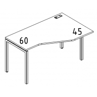 Стол эргономичный правый "Техно" на металлокаркасе DUE серия A4 белый премиум / металлокаркас белый