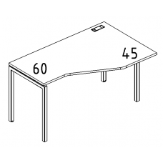 Стол эргономичный правый "Техно" на металлокаркасе DUE серия A4 белый премиум / металлокаркас белый
