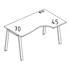 Стол эргономичный правый "Классика" на металлокаркасе TRE серия A4 белый премиум / металлокаркас белый
