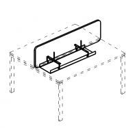 Экран настольный тканевый с кабель-каналом для стола 120 серия A4 синий / металлокаркас белый