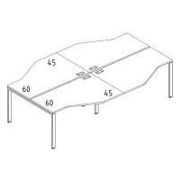 Рабочая станция на каркасе UNO из столов Техно (4х160) серия A4 белый премиум / металлокаркас белый