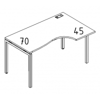 Стол эргономичный правый "Классика" на металлокаркасе DUE серия A4 белый премиум / металлокаркас белый