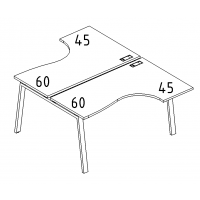 Рабочая станция TRE (2х140) столы Классика эргономичные серия A4 белый премиум / металлокаркас белый