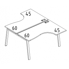 Рабочая станция TRE (2х140) столы Классика эргономичные серия A4 белый премиум / металлокаркас белый
