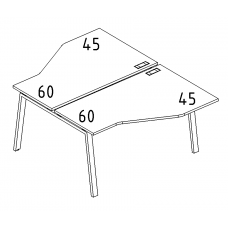 Рабочая станция TRE (2х120) со столами Техно серия A4 белый премиум / металлокаркас белый