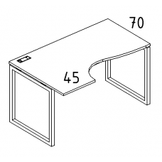 Стол эргономичный левый "Классика" на металлокаркасе QUATTRO серия A4 белый премиум / металлокаркас белый