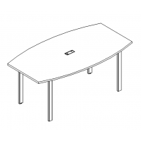 Стол для переговоров фигурный на металлокаркасе UNO серия A4 белый премиум / металлокаркас белый