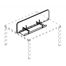 Экран тканевый с мягким наполнителем с кабель-каналом для стола 140 серия A4 синий / металлокаркас белый