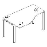 Стол эргономичный левый "Техно" на металлокаркасе UNO серия A4 белый премиум / металлокаркас белый