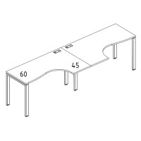 Рабочая станция UNO (2х120) столы Классика эргономичные серия A4 белый премиум / металлокаркас белый