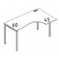 Стол эргономичный правый "Классика" на металлокаркасе DUE серия A4 белый премиум / металлокаркас белый