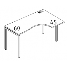Стол эргономичный правый "Классика" на металлокаркасе DUE серия A4 белый премиум / металлокаркас белый