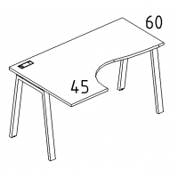 Стол эргономичный левый "Классика" на металлокаркасе TRE серия A4 белый премиум / металлокаркас белый