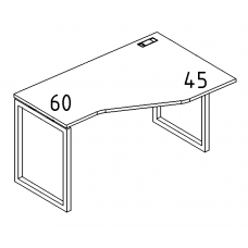 Стол эргономичный правый "Техно" на металлокаркасе QUATTRO серия A4 белый премиум / металлокаркас белый