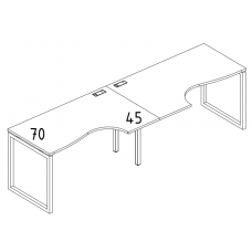 Рабочая станция столы Классика на каркасе QUATTRO (2х140) серия A4 белый премиум / металлокаркас белый
