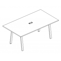 Стол для переговоров на металлокаркасе TRE серия A4 белый премиум / металлокаркас белый