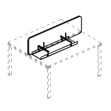Экран стола 160 тканевый с наполнителем и кабель-каналом серия A4 синий / металлокаркас белый