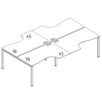 Рабочая станция столы (4х140) на каркасе UNO Классика серия A4 белый премиум / металлокаркас белый