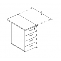 Тумба приставная 4-х ящичная с замком серия A4 белый премиум