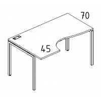 Стол эргономичный левый "Классика" на металлокаркасе DUE серия A4 белый премиум / металлокаркас белый