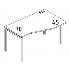 Стол эргономичный правый "Техно" на металлокаркасе DUE серия A4 белый премиум / металлокаркас белый