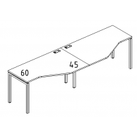 Рабочая станция DUE (2х120) столы эргономичные Техно серия A4 белый премиум / металлокаркас белый