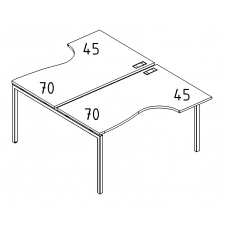 Рабочая станция каркас DUE столы (2х120) Классика серия A4 белый премиум / металлокаркас белый