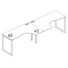 Рабочая станция столы Классика эргономичные опоры QUATTRO (2х140) серия A4 белый премиум / металлокаркас белый