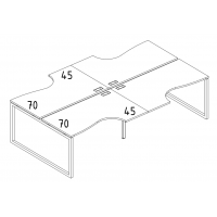 Рабочая станция QUATTRO (4х160) столы Классика серия A4 белый премиум / металлокаркас белый