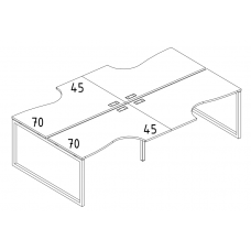 Рабочая станция QUATTRO (4х160) столы Классика серия A4 белый премиум / металлокаркас белый