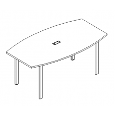Стол для переговоров фигурный на металлокаркасе UNO серия A4 белый премиум / металлокаркас белый