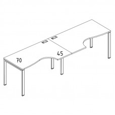 Рабочая станция столы Классика опоры UNO (2х140) серия A4 белый премиум / металлокаркас белый