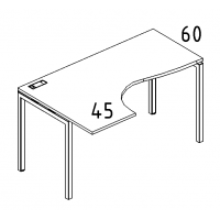 Стол эргономичный левый "Классика" на металлокаркасе DUE серия A4 белый премиум / металлокаркас белый
