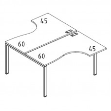 Рабочая станция опоры UNO столы (2х120) Классика серия A4 белый премиум / металлокаркас белый