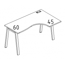 Стол эргономичный правый "Классика" на металлокаркасе TRE серия A4 белый премиум / металлокаркас белый
