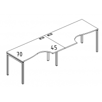 Рабочая станция эргономичные столы Классика DUE (2х120) серия A4 белый премиум / металлокаркас белый