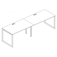 Рабочая станция на металлокаркасе QUATTRO (2х140) серия A4 белый премиум / металлокаркас белый