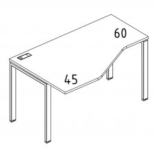 Стол эргономичный левый "Техно" на металлокаркасе UNO серия A4 белый премиум / металлокаркас белый