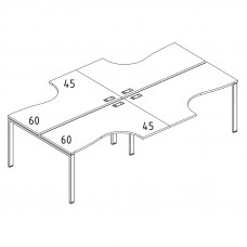 Рабочая станция UNO столы (4х120) Классика серия A4 белый премиум / металлокаркас белый